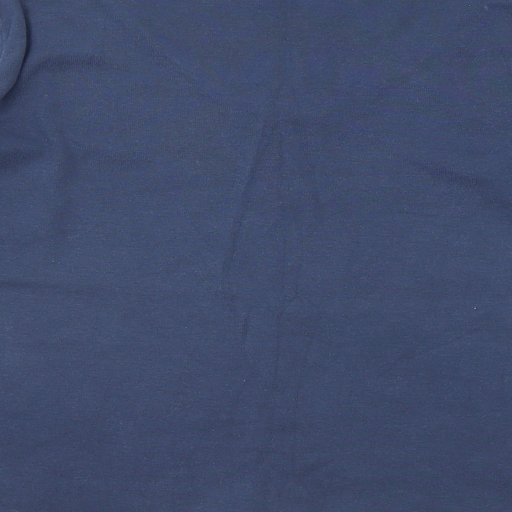 Marks and Spencer Womens Blue Cotton Basic T-Shirt Size 14 V-Neck