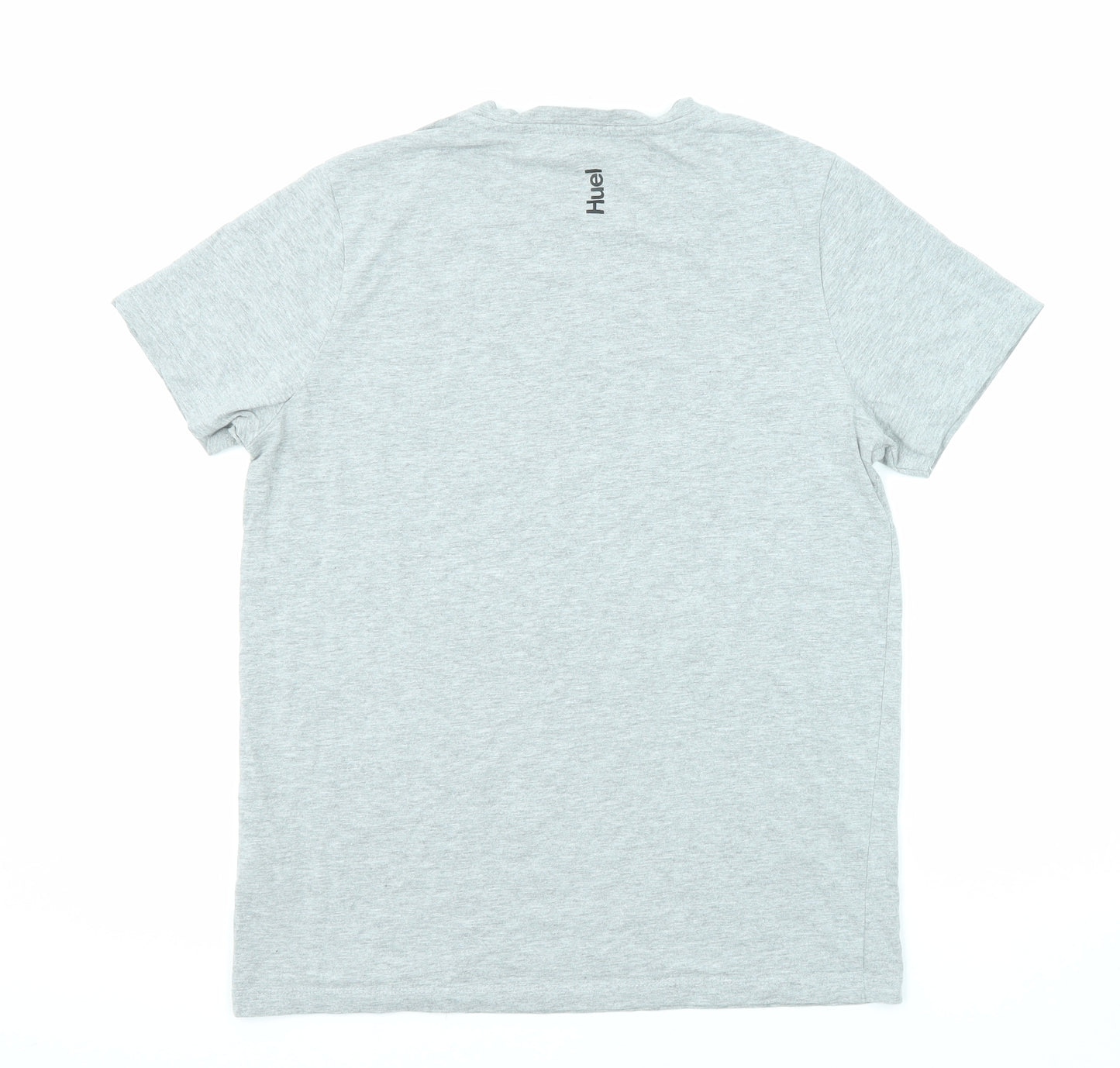 Huel Womens Grey Cotton Basic T-Shirt Size L Round Neck