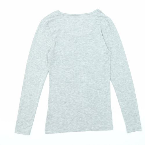 Marks and Spencer Womens Grey Acrylic Basic T-Shirt Size 12 Round Neck