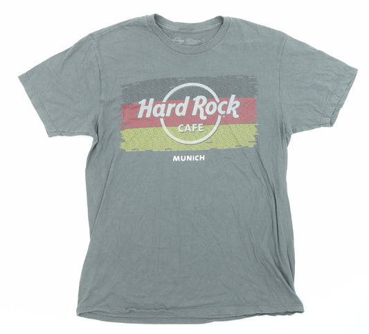 Hard Rock Mens Grey Cotton T-Shirt Size M Crew Neck