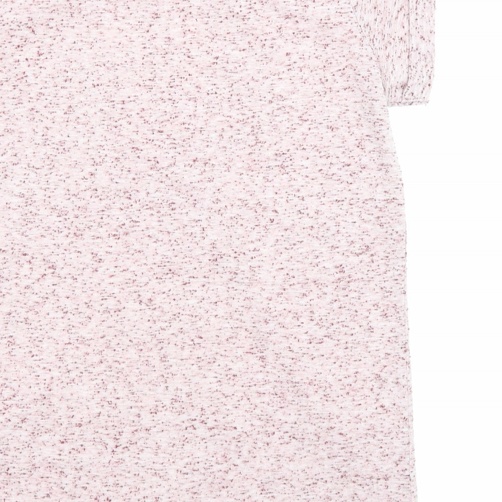 Topshop Womens Pink Polyester Basic T-Shirt Size 10 Round Neck