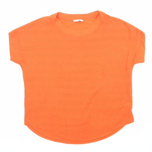 NEXT Womens Orange Cotton Basic T-Shirt Size 18 Round Neck