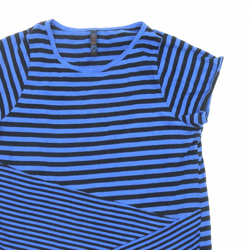 Evans Womens Blue Striped Cotton Basic T-Shirt Size 16 Round Neck