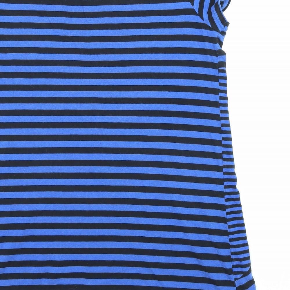 Evans Womens Blue Striped Cotton Basic T-Shirt Size 16 Round Neck