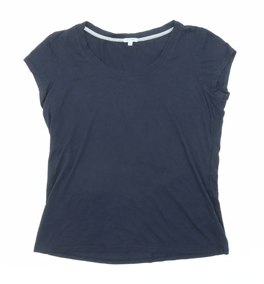 Jigsaw Womens Blue Cotton Basic T-Shirt Size L Round Neck