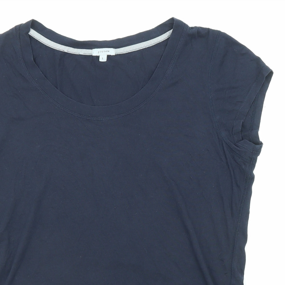 Jigsaw Womens Blue Cotton Basic T-Shirt Size L Round Neck