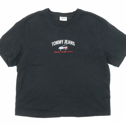 Tommy Jeans Mens Black Cotton T-Shirt Size S Crew Neck