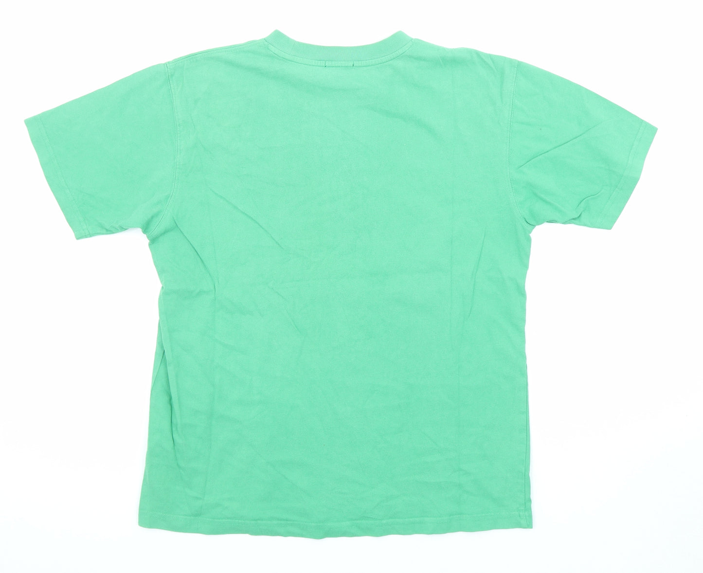 Bossini Mens Green Cotton T-Shirt Size M Crew Neck
