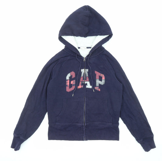 Gap Womens Blue Cotton Full Zip Hoodie Size S Zip - Fleece Lined Hood