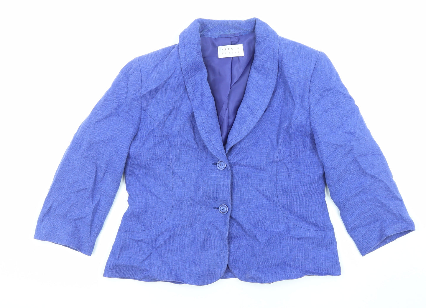 Precis Womens Blue Jacket Blazer Size 12 Button