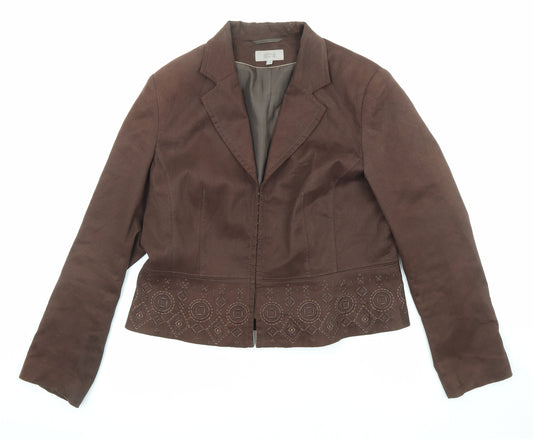 Marks and Spencer Womens Brown Jacket Size 16 Hook & Eye