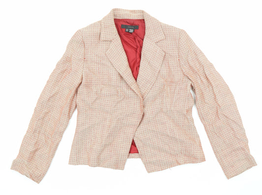 Zara Womens Red Geometric Jacket Blazer Size 16 Button
