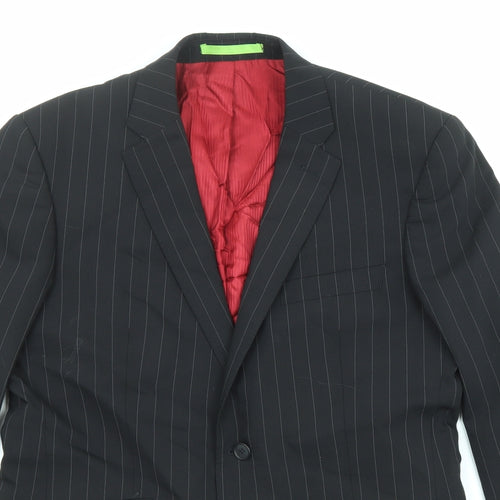 Limehaus Mens Black Striped Wool Jacket Suit Jacket Size 38 Regular