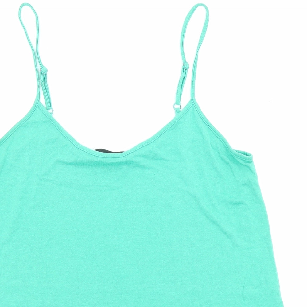 Dorothy Perkins Womens Green Viscose Basic Tank Size 10 Round Neck