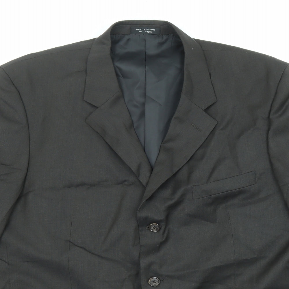 Cross & Winsor Mens Black Wool Jacket Suit Jacket Size 46 Regular