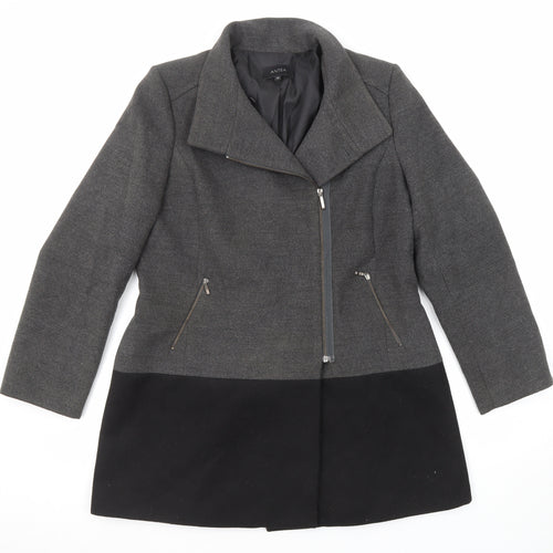 Antea Womens Grey Pea Coat Coat Size 18 Zip