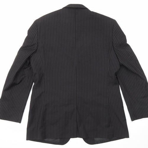You Essential Mens Black Striped Polyester Jacket Suit Jacket Size 42 Regular