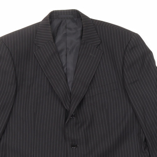 You Essential Mens Black Striped Polyester Jacket Suit Jacket Size 42 Regular