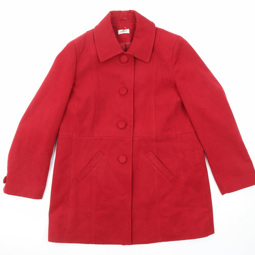 Damart Womens Red Overcoat Coat Size 18 Button