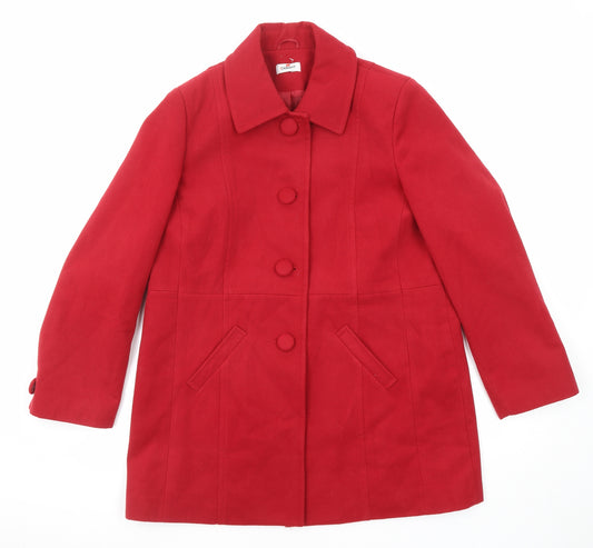 Damart Womens Red Overcoat Coat Size 18 Button