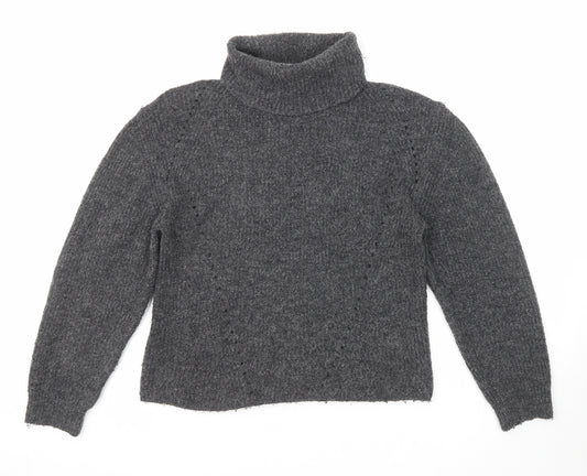 Topshop Womens Grey Roll Neck Polyester Pullover Jumper Size S