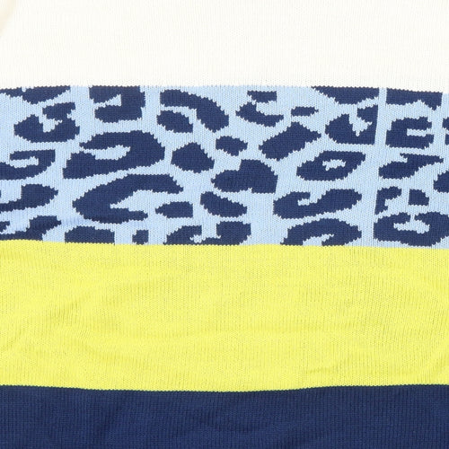 Studio Womens Multicoloured Crew Neck Striped Acrylic Pullover Jumper Size 20 - Leopard Print