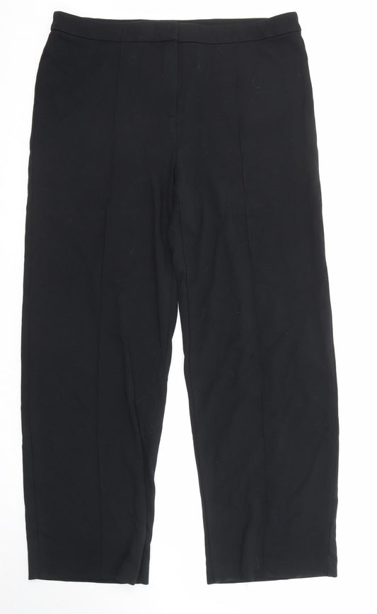 Marks and Spencer Womens Black Viscose Dress Pants Trousers Size 18 L30 in Regular Zip