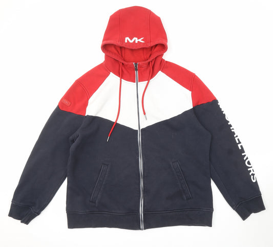 Michael Kors Mens Multicoloured Cotton Full Zip Hoodie Size XL - Colourblock