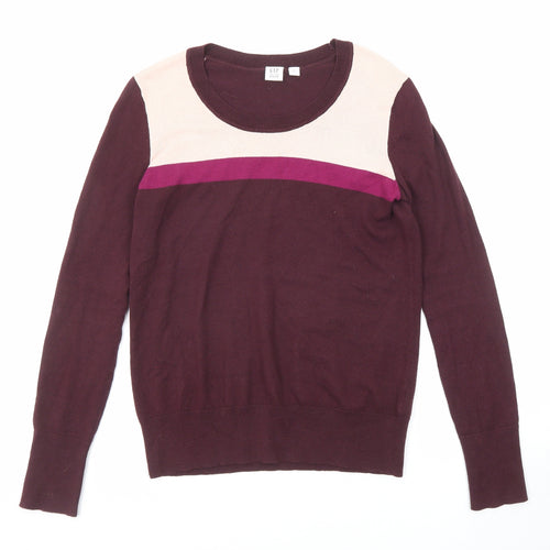 Gap Womens Purple Round Neck Cotton Pullover Jumper Size XS