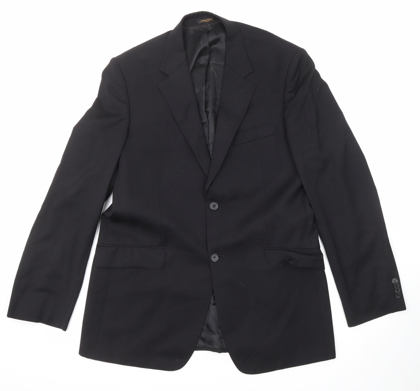 Simon Carter Mens Black Polyester Jacket Suit Jacket Size 40 Regular