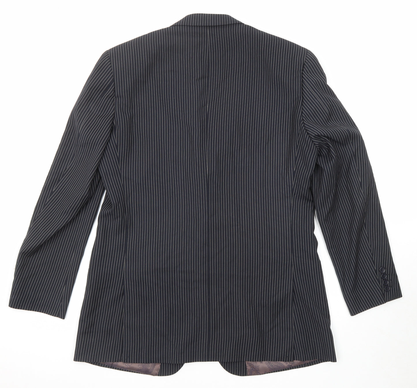 Skopes Mens Black Striped Polyester Jacket Suit Jacket Size 42 Regular