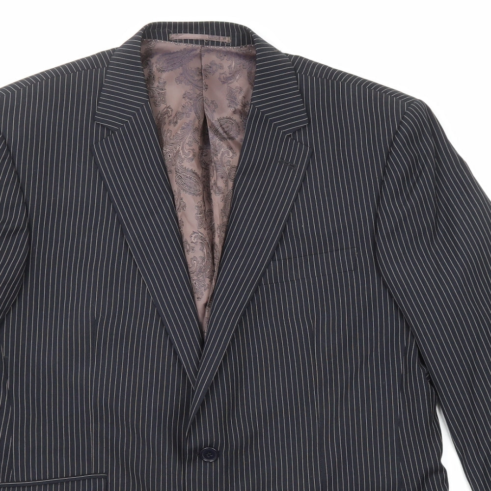 Skopes Mens Black Striped Polyester Jacket Suit Jacket Size 42 Regular