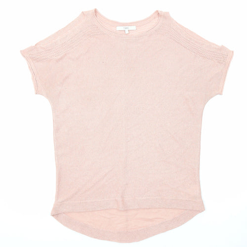 NEXT Womens Pink Viscose Basic T-Shirt Size S Round Neck