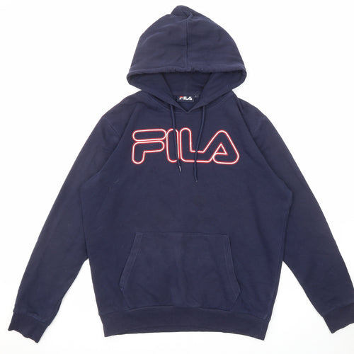 FILA Mens Blue Cotton Pullover Hoodie Size M