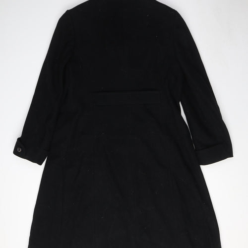 St Michael Womens Black Overcoat Coat Size 16 Button