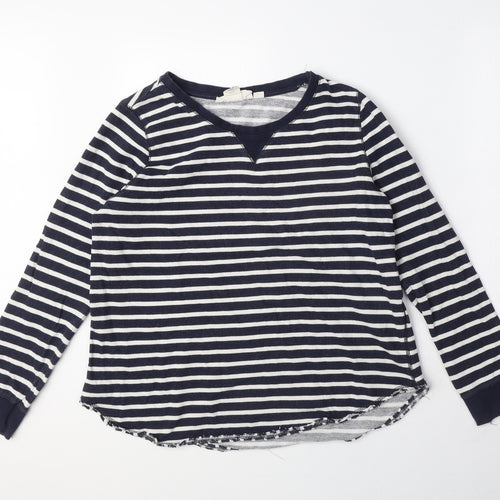 H&M Womens Blue Striped 100% Cotton Basic T-Shirt Size S Round Neck