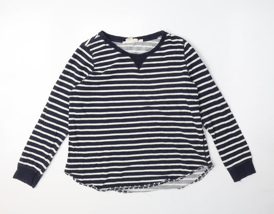 H&M Womens Blue Striped 100% Cotton Basic T-Shirt Size S Round Neck