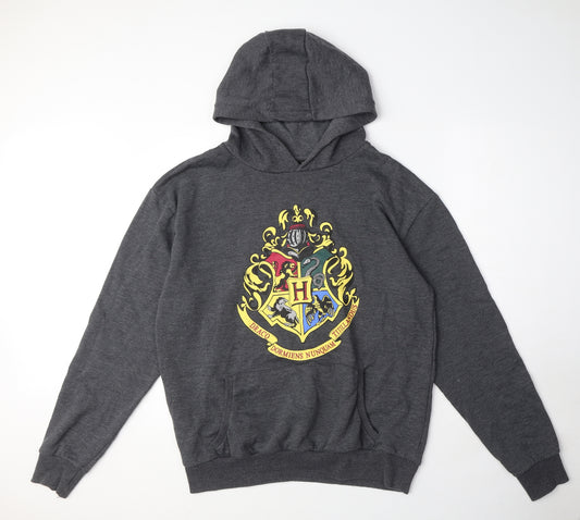 Harry Potter Mens Grey Polyester Pullover Hoodie Size L