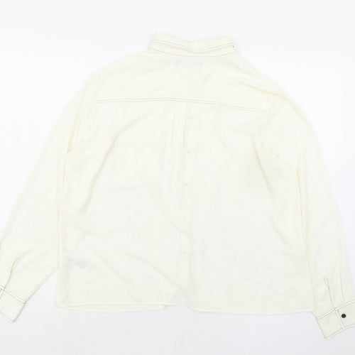 Marks and Spencer Womens Ivory Polyester Basic Button-Up Size 16 Collared