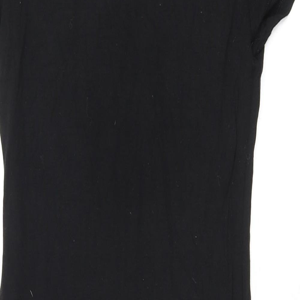 Popular Womens Black Rayon Bodycon Size S Mock Neck Pullover