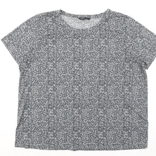 Marks and Spencer Womens Grey Geometric Polyester Basic T-Shirt Size 20 Round Neck