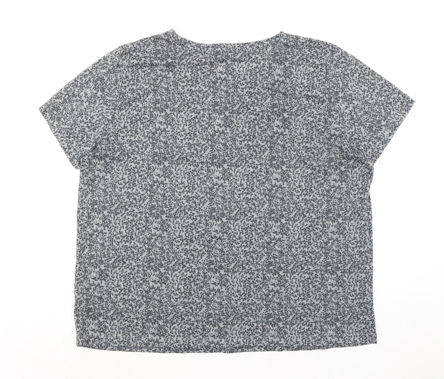 Marks and Spencer Womens Grey Geometric Polyester Basic T-Shirt Size 20 Round Neck