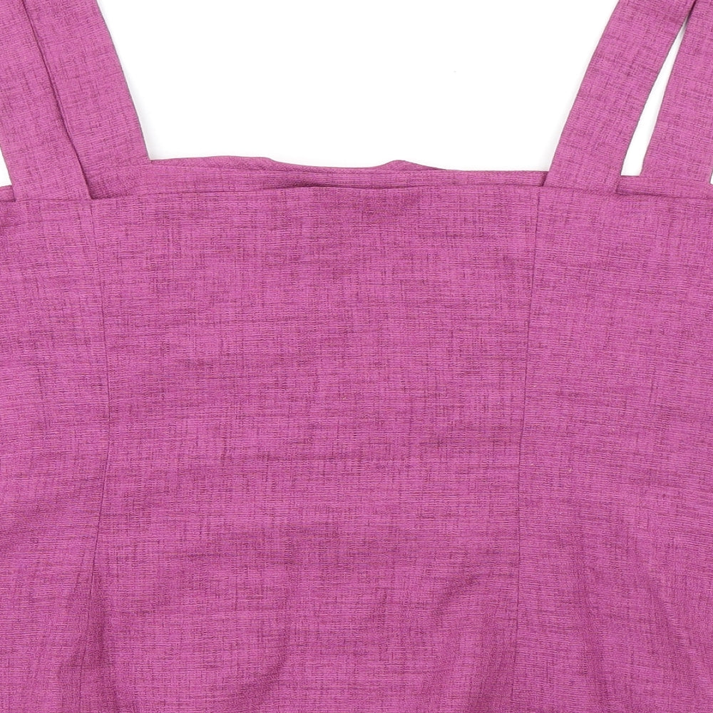 Jacques Vert Womens Pink Polyester Cropped Tank Size 20 Square Neck