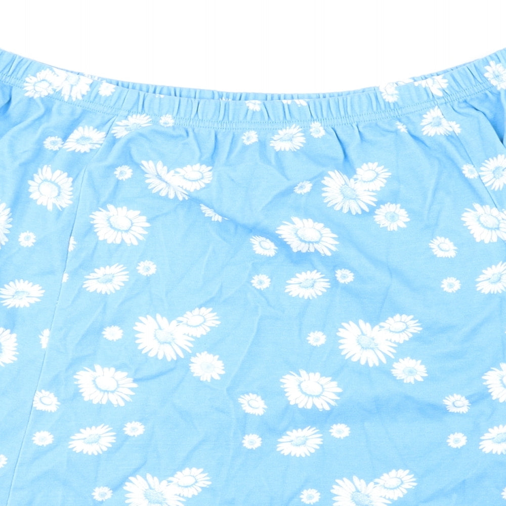 Damart Womens Blue Floral Cotton Swing Skirt Size 26
