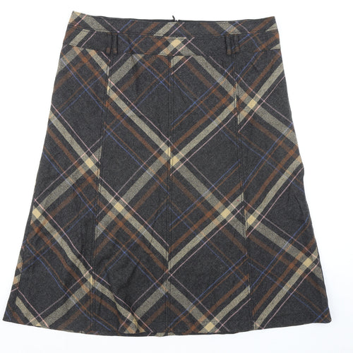Gerry Weber Womens Multicoloured Plaid Acetate Swing Skirt Size 20 Zip