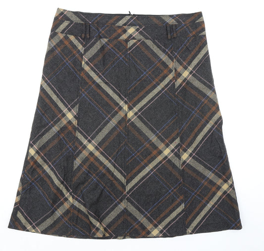 Gerry Weber Womens Multicoloured Plaid Acetate Swing Skirt Size 20 Zip