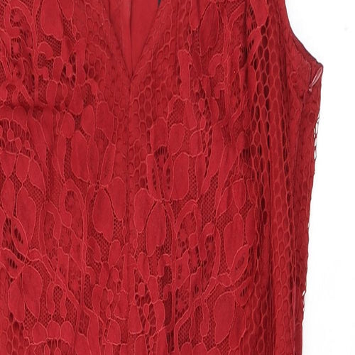 NEXT Womens Red Nylon A-Line Size 10 V-Neck Zip