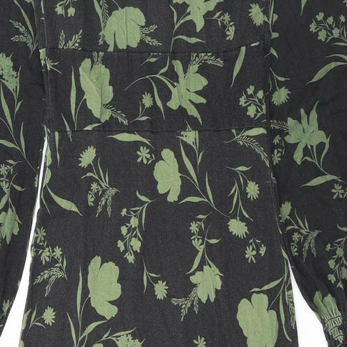 Dorothy Perkins Womens Black Floral Viscose A-Line Size 10 Round Neck Pullover