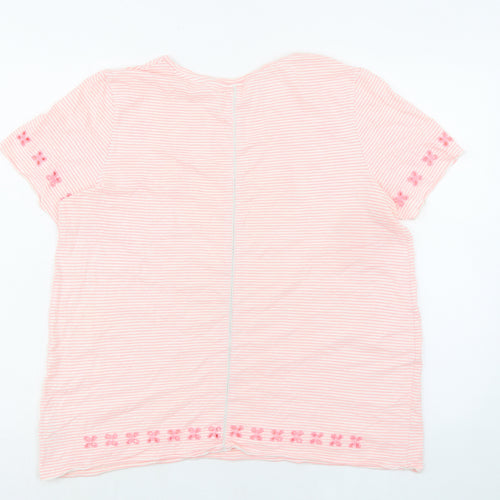 NEXT Womens Pink Striped Chlorofibre Basic T-Shirt Size 16 Round Neck