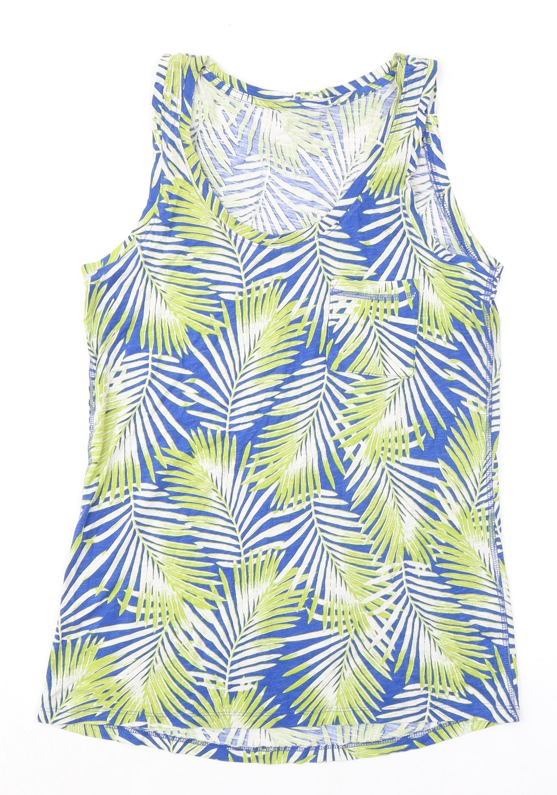 M&Co Womens Multicoloured Geometric Modal Basic Tank Size 8 Scoop Neck - Leaf Print